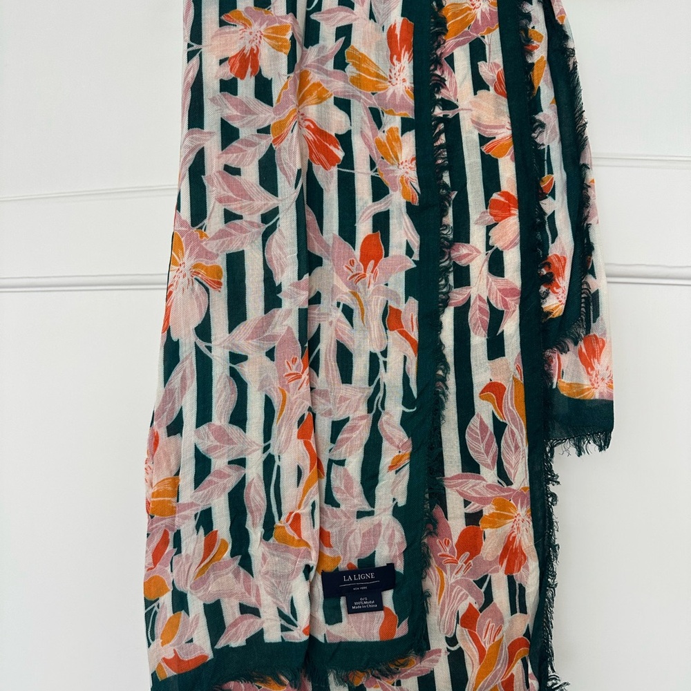 La Ligne Floral Striped Scarf